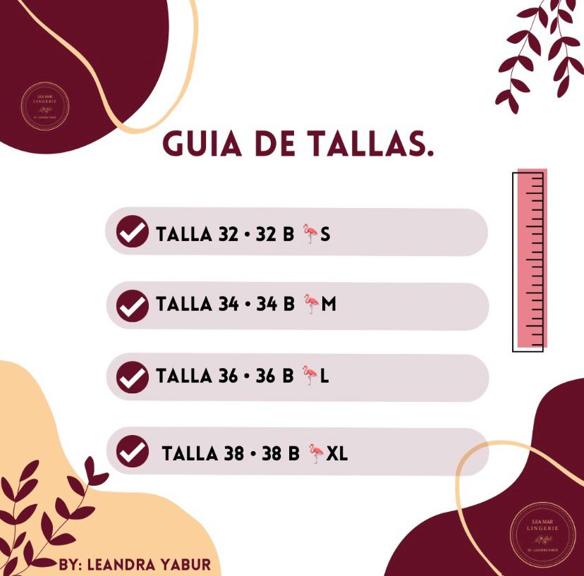 Guia de tallas Lea Mar Lingerie